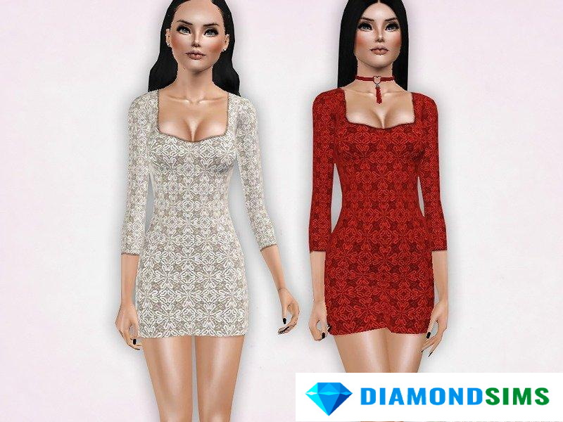 Кружевное мини платье от Harmonia для Sims 3