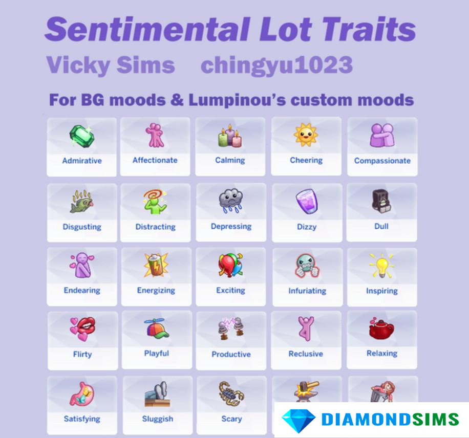 Мод «Эмоциональные свойства участка» от Vicky Sims для Sims 4