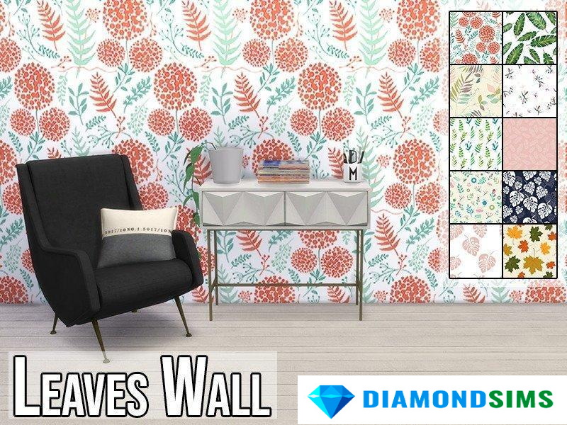 Обои с листьями от modelsims4 для Sims 4