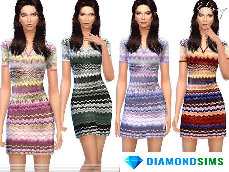 Платье “Зиг-заг” от ekinege  для Sims 4